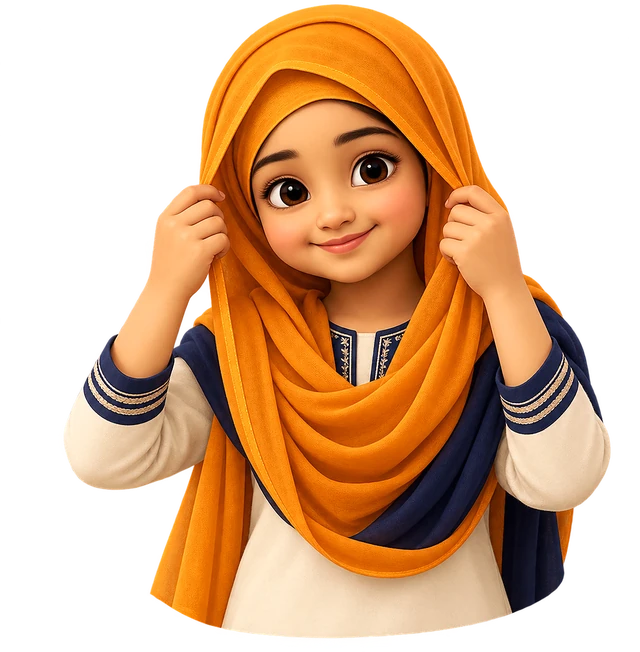 A girl covering her head with a chunni